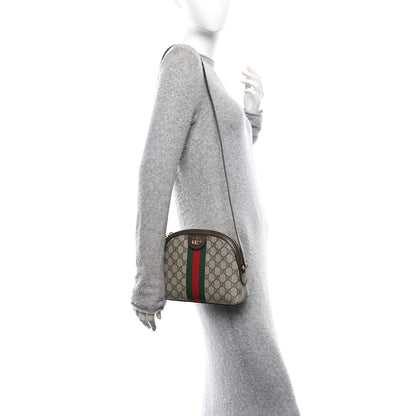 Gucci GG Supreme Monogram Textured Dollar Calfskin Web Small Ophidia Dome Shoulder Bag Beige Ebony New Acero 2 of 10