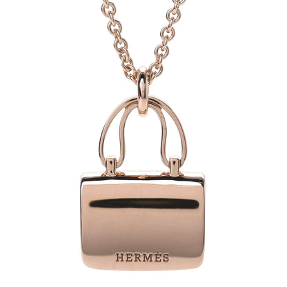 Hermes 18K Rose Gold Diamond Constance Amulettes Pendant Necklace 4 of 6
