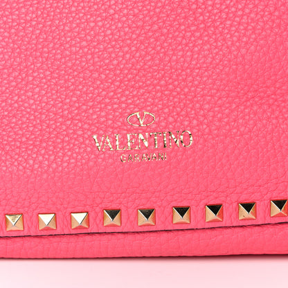 Valentino Garavani Pebbled Calfskin Medium Rockstud Tote Fuxia Fluo 9 of 16