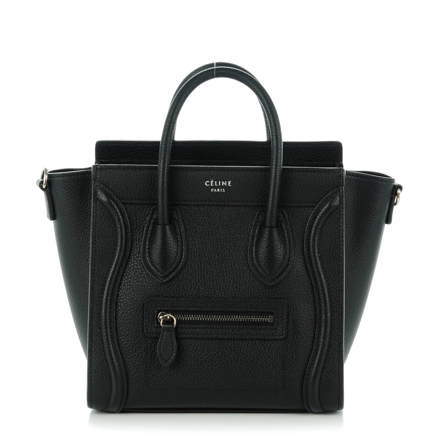 Celine Drummed Calfskin Nano Luggage Black 1 of 8