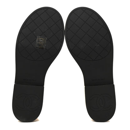 Chanel Lambskin Quilted CC Slip On Platform Sandals 38 Black 5 of 10