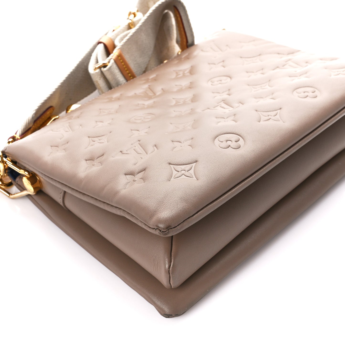Lambskin Embossed Monogram Coussin PM Taupe