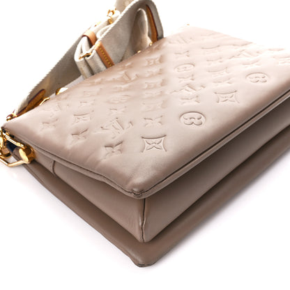 Louis Vuitton Lambskin Embossed Monogram Coussin PM Taupe 9 of 13