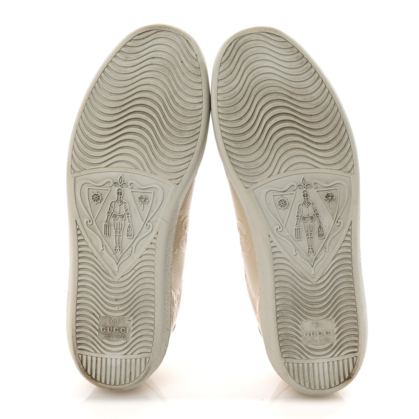 Calfskin GG Tennis Embossed Womens Ace Sneakers 39 Mystic White