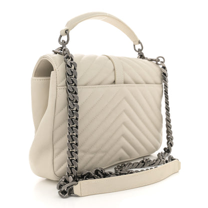 Saint Laurent Sheepskin Matelasse Chevron Monogram Medium College Bag Crema Soft 2 of 13
