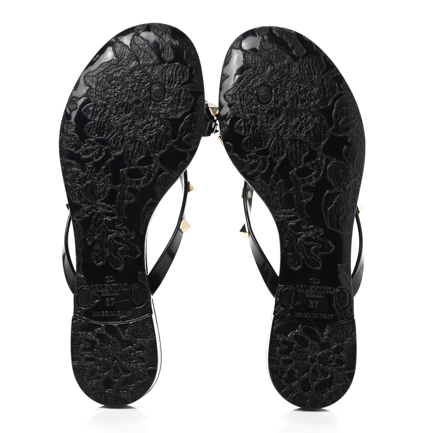 Valentino Garavani PVC Jelly Rockstud Bow Thong Sandals 37 Black 5 of 7