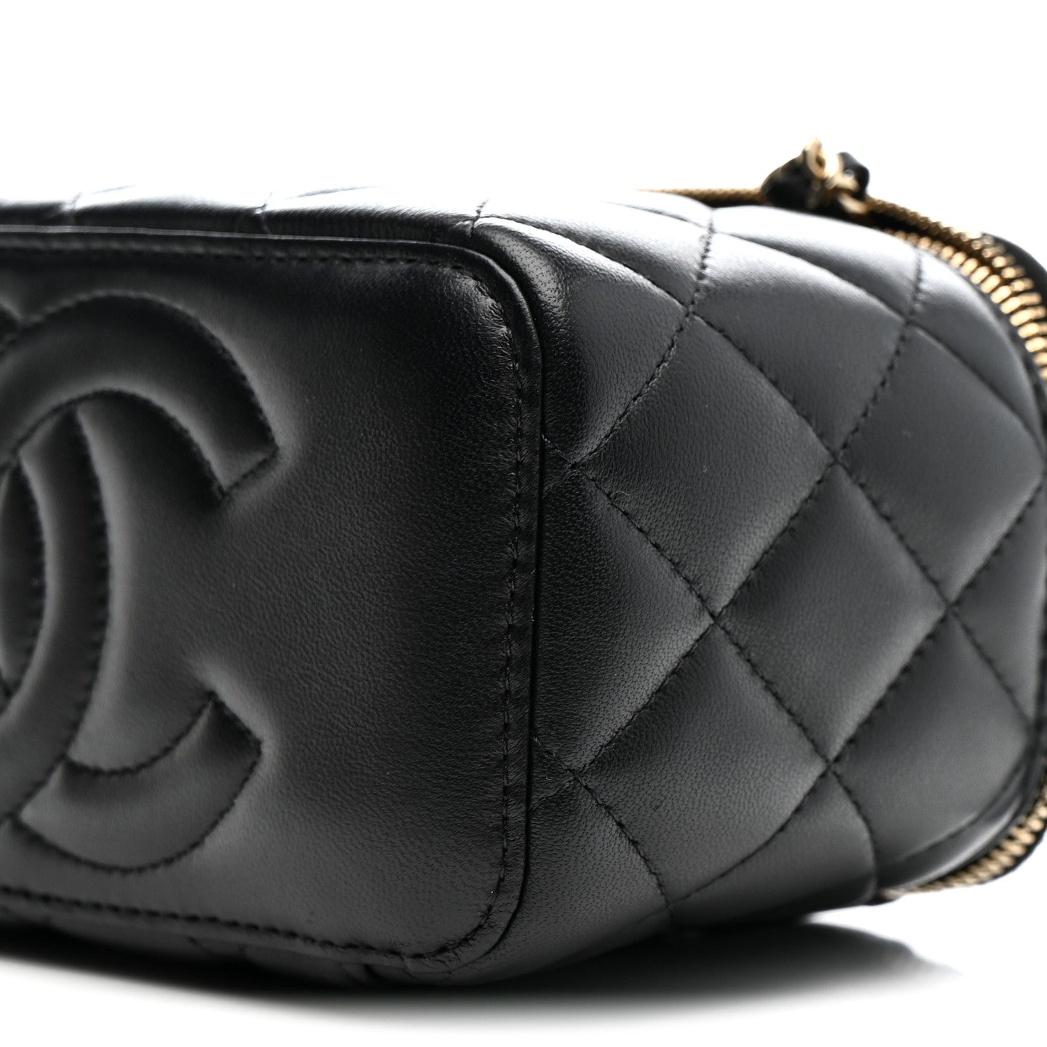 Chanel Lambskin Quilted Enamel CC Pearl Crush Small Vanity Case With Chain Black 11 of 13