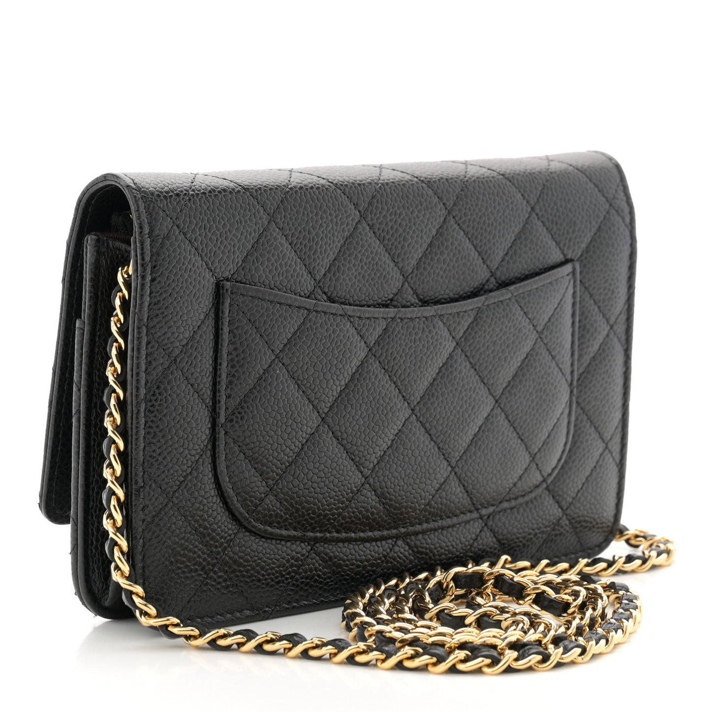 Caviar Quilted Wallet on Chain WOC Black