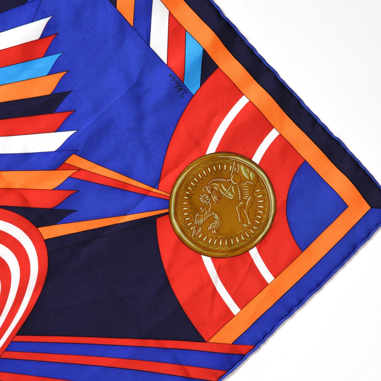 Hermes Silk Les Jeux d'Scarf 90 Caban Bleu Klein Rouge 10 of 14