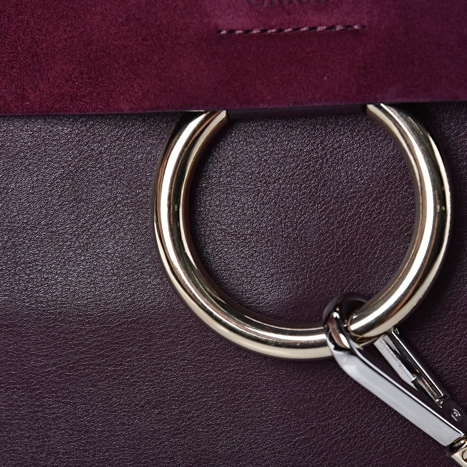 Chloe Suede Calfskin Medium Faye Shoulder Bag Dark Purple 12 of 17