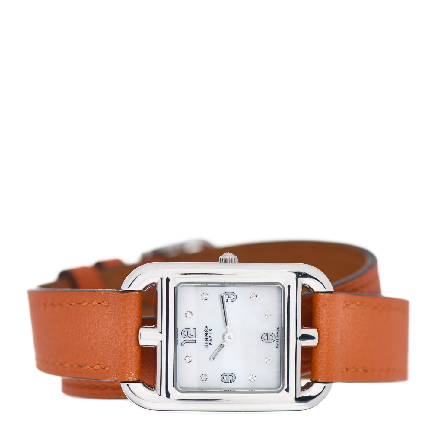 Stainless Steel Swift Diamond Mother of Pearl 23mm Cape Cod Double Tour Quartz Watch Orange