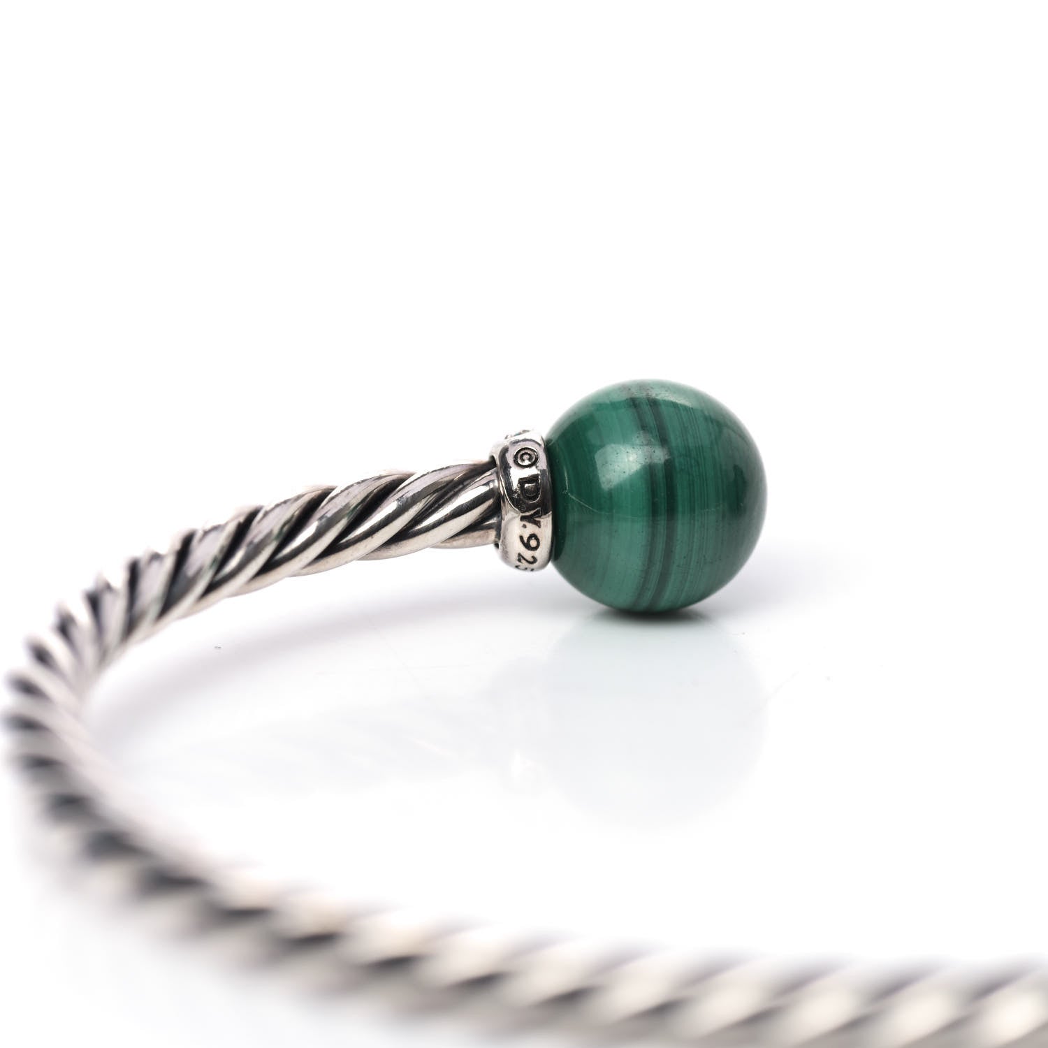 David Yurman Sterling Silver Diamond Malachite 9mm Solari Bracelet 4 of 5
