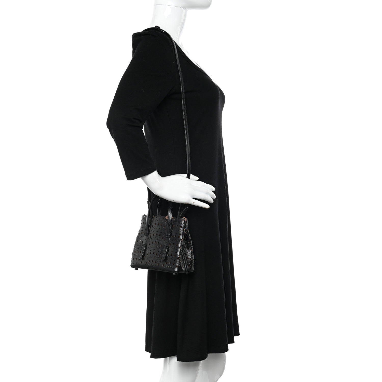 Alaia Calfskin Vienne Wave Mina 16 Bag  Black 2 of 13