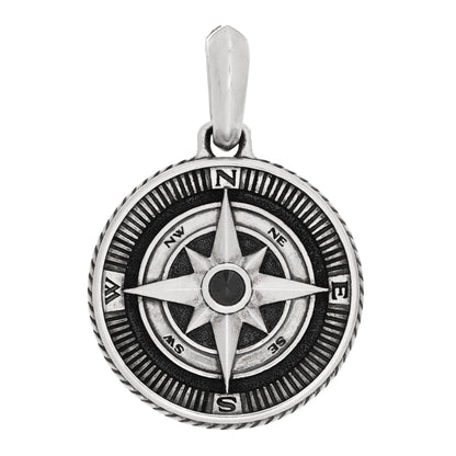 David Yurman Sterling Silver Black Diamond Maritime Compass Enhancer Pendant 1 of 4