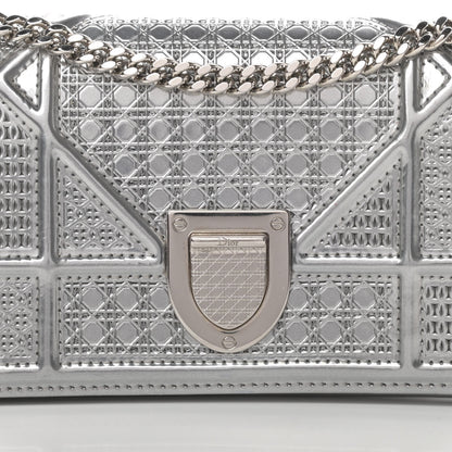 Christian Dior Metallic Patent Micro-Cannage Baby Diorama Flap Bag Silver 8 of 11