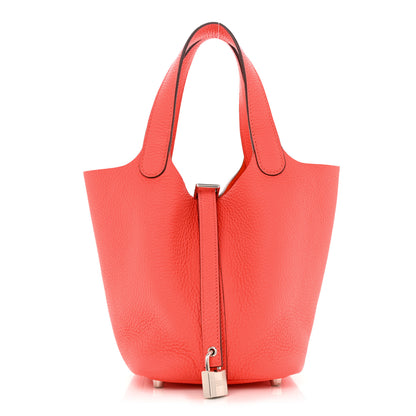 Hermes Taurillon Clemence Picotin Lock 18 PM Rose Texas 1 of 11