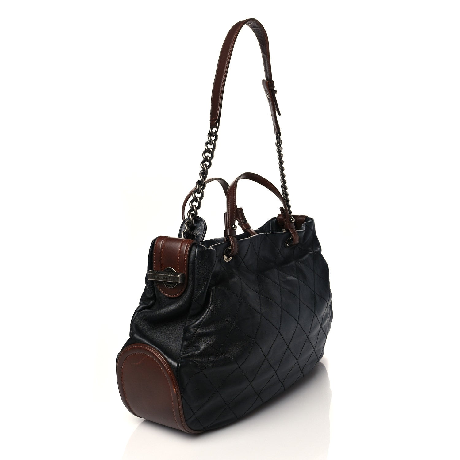 Chanel Iridescent Calfskin Quilted Country Chic Hobo Black 2 of 9