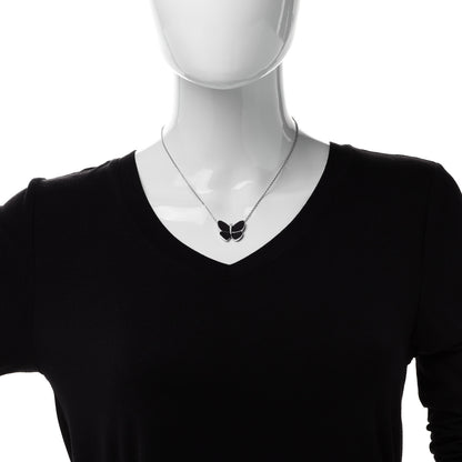 Van Cleef & Arpels 18K White Gold Grey Mother of Pearl Diamond Butterfly Pendant Necklace 2 of 6