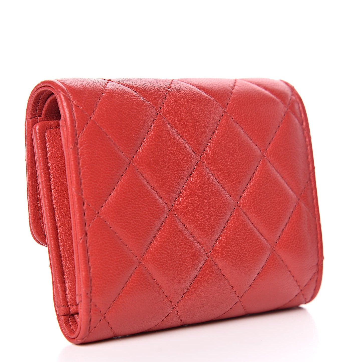 Lambskin Quilted 19 Flap Wallet Red