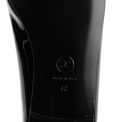 Chanel Patent Cap Toe Ballerina Flats 40 Black 7 of 9