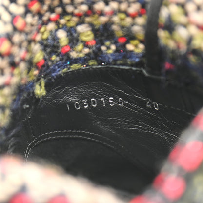 Chanel Tweed Calfskin CC Short Boots 40 Black Green Red 8 of 8