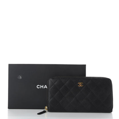 Chanel Caviar Quilted Large Gusset Zip Around Wallet Black 9 of 9