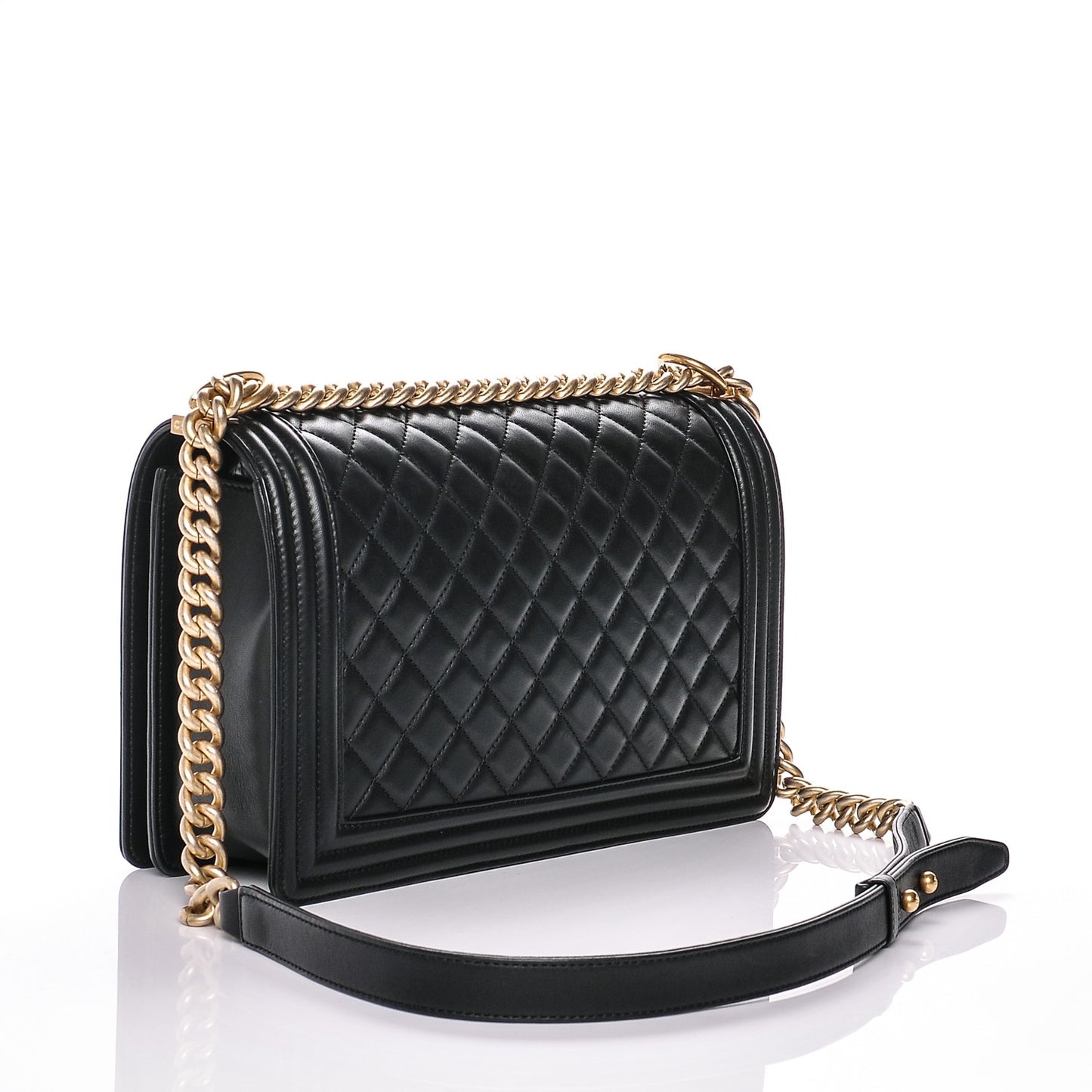 Lambskin Quilted New Medium Boy Flap Black