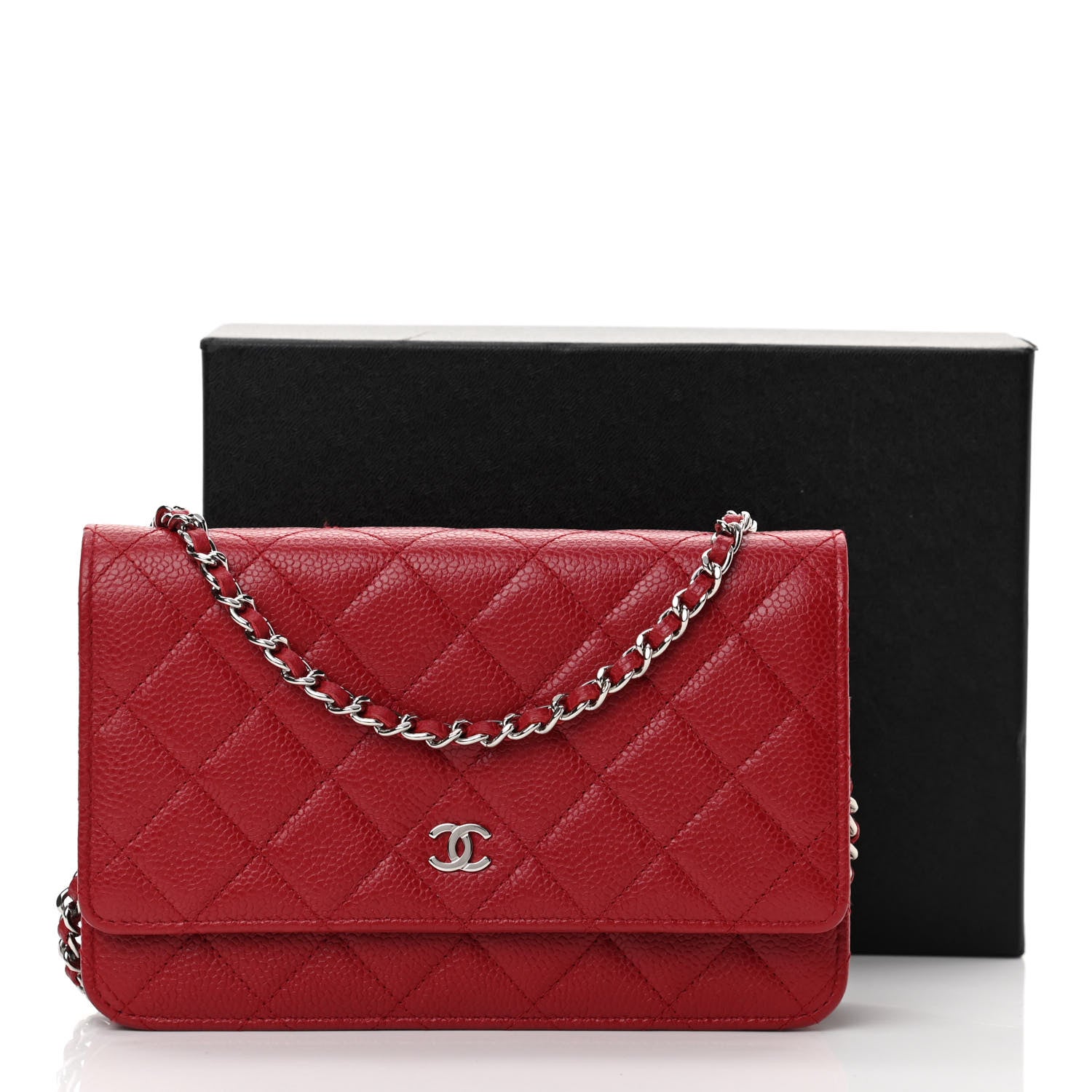Chanel Caviar Quilted Wallet On Chain WOC Red 25 of 25