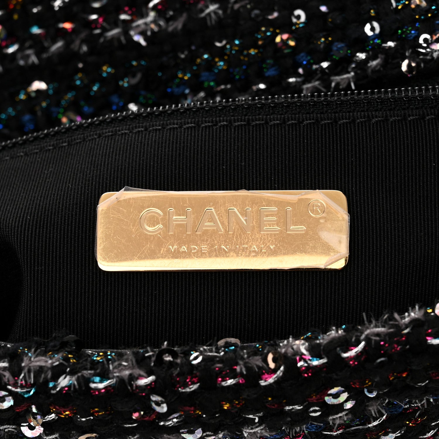 Chanel Tweed Sequin Quilted Medium Chanel 19 Flap Black Multicolor 5 of 10