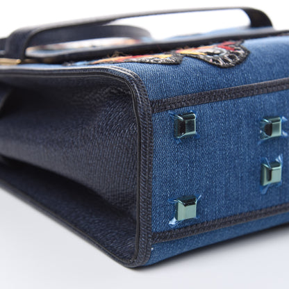 Valentino Garavani Denim Butterfly Embroidered Small My Rockstud Frame Bag Light Denim Multicolor 8 of 11