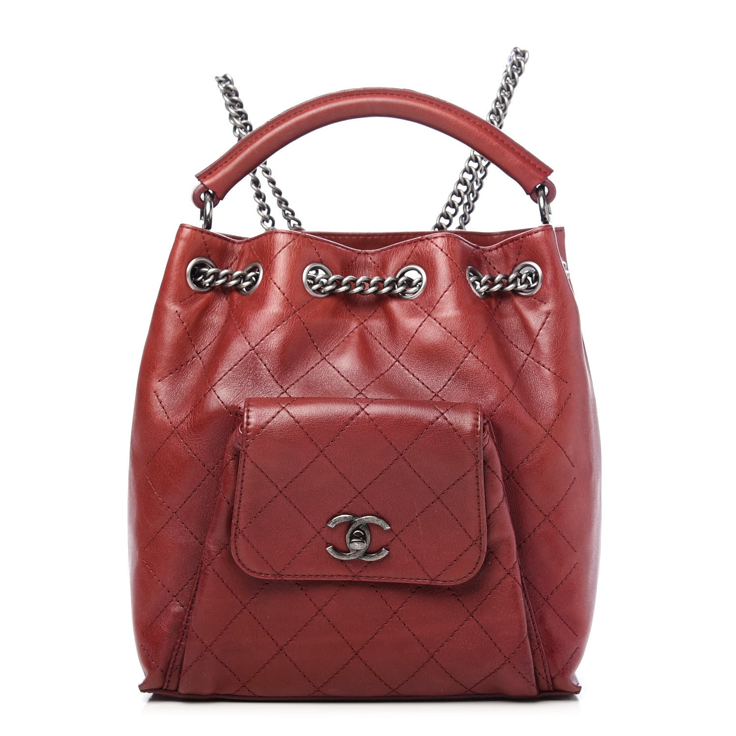 Chanel Calfskin Stitched Medium Urban Luxury Drawstring Backpack Dark Red 1 of 9