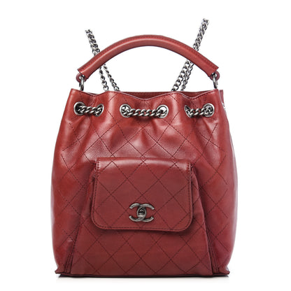 Chanel Calfskin Stitched Medium Urban Luxury Drawstring Backpack Dark Red 1 of 9