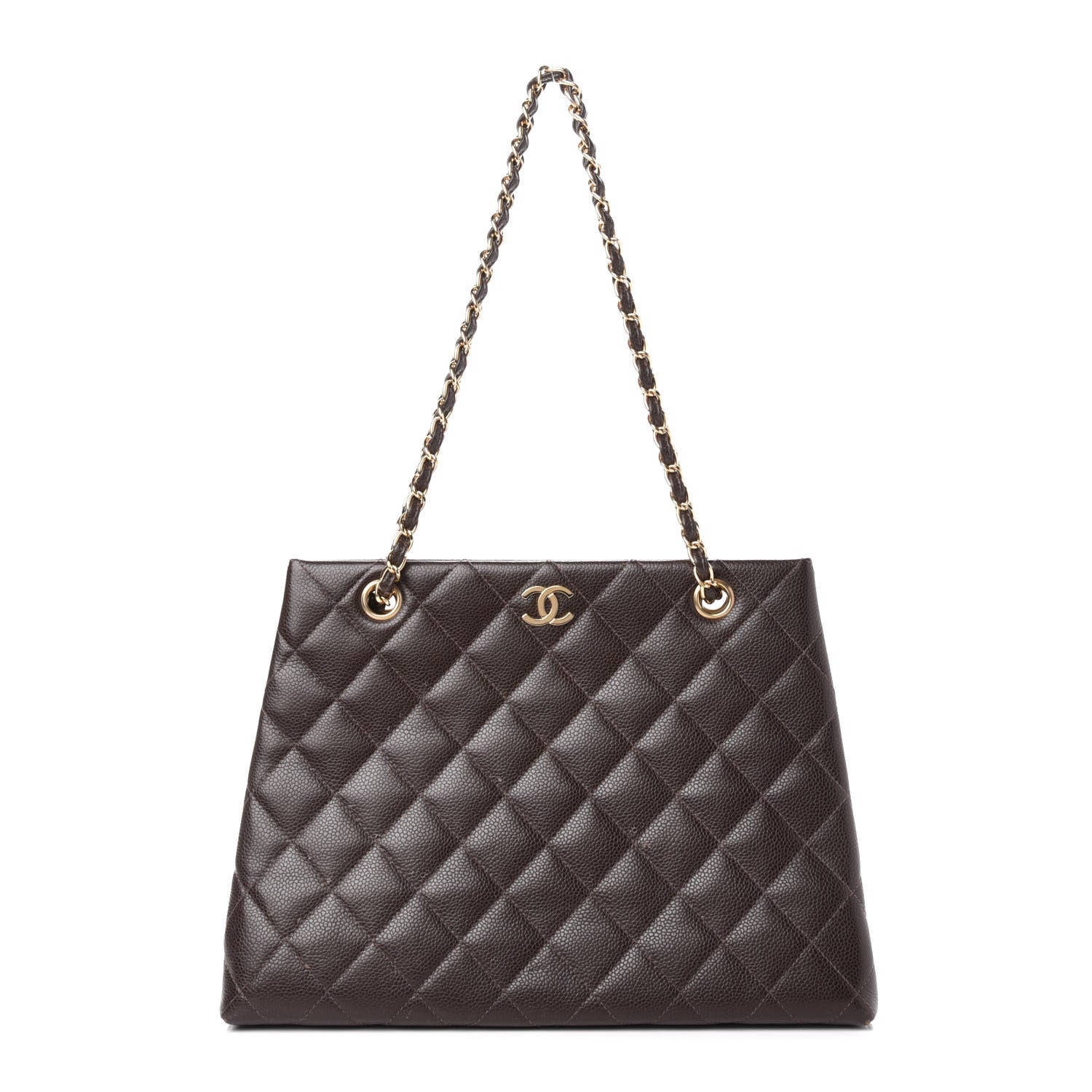 Chanel Caviar Quilted Shopper Tote Dark Brown 1 of 13