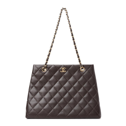 Chanel Caviar Quilted Shopper Tote Dark Brown 1 of 13