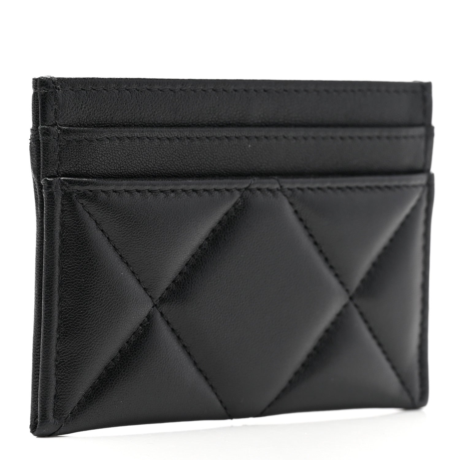 Chanel Lambskin Quilted Chanel 19 Card Holder Black 3 of 8
