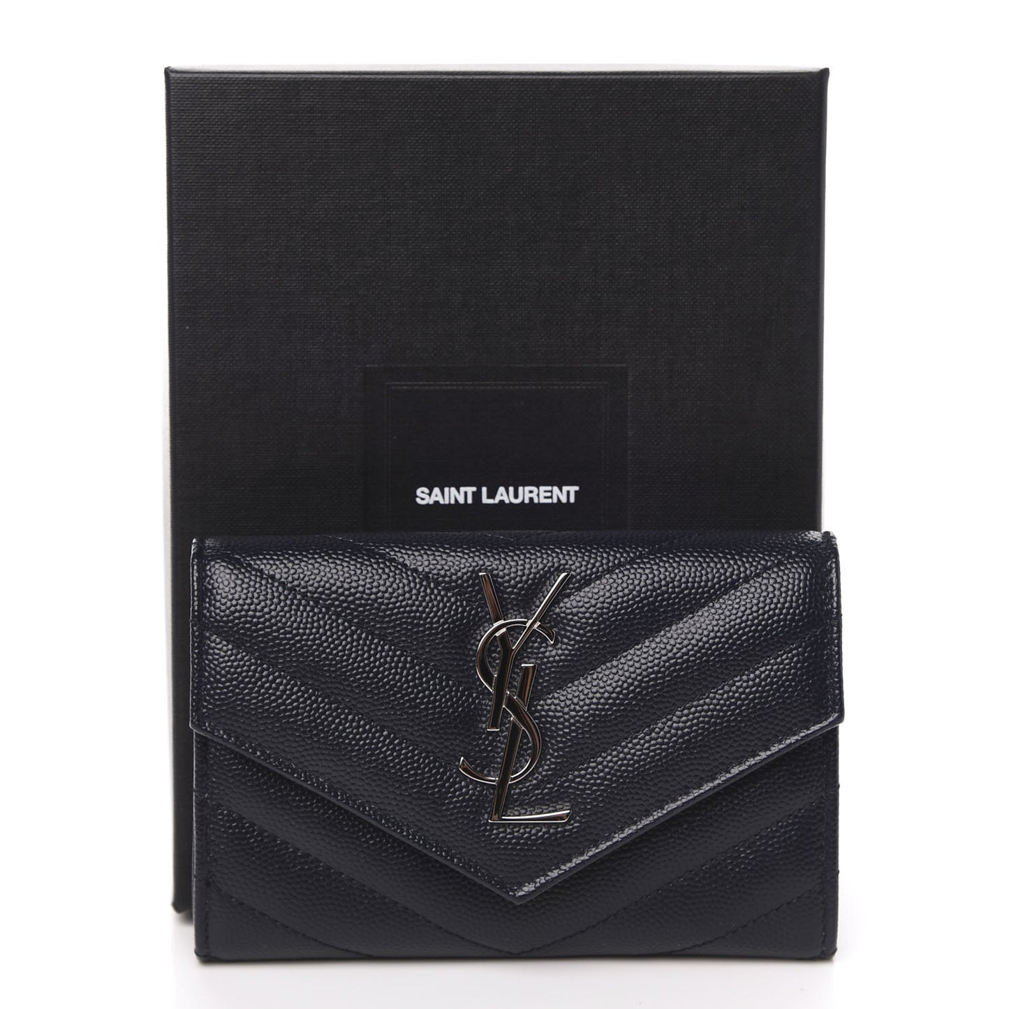 Grain De Poudre Matelasse Chevron Small Monogram Envelope Wallet Deep Marine