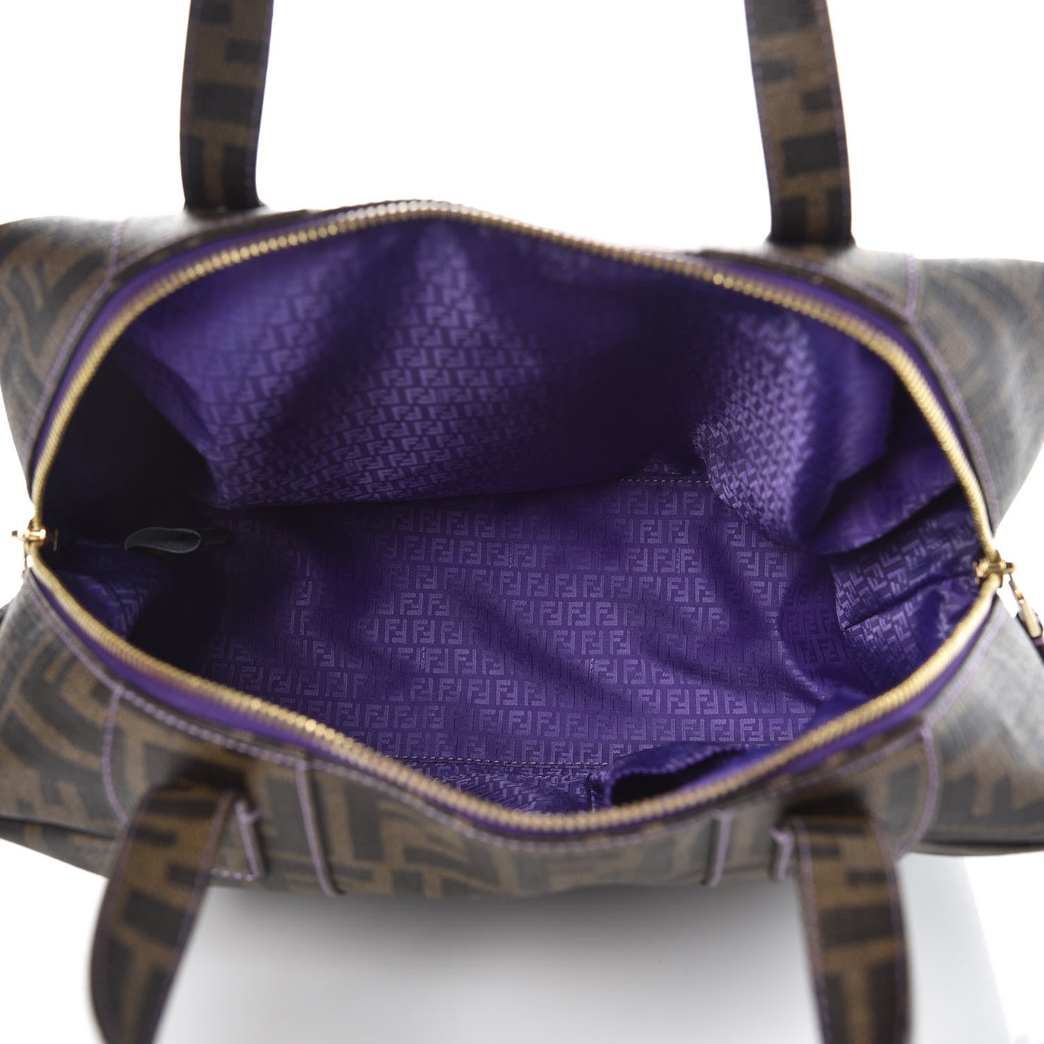 Fendi Zucca Spalmati Bowler Tobacco Viola 5 of 9