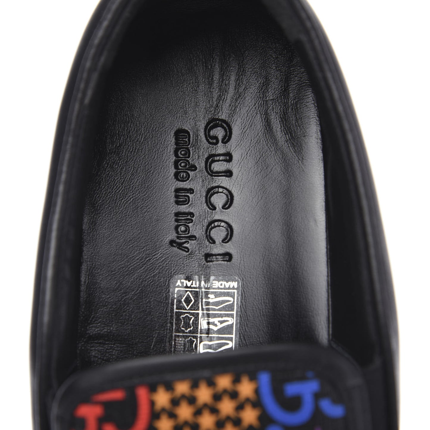 GG Supreme Monogram Psychedelic Mens Slip On Sneakers 8 Black Multicolor