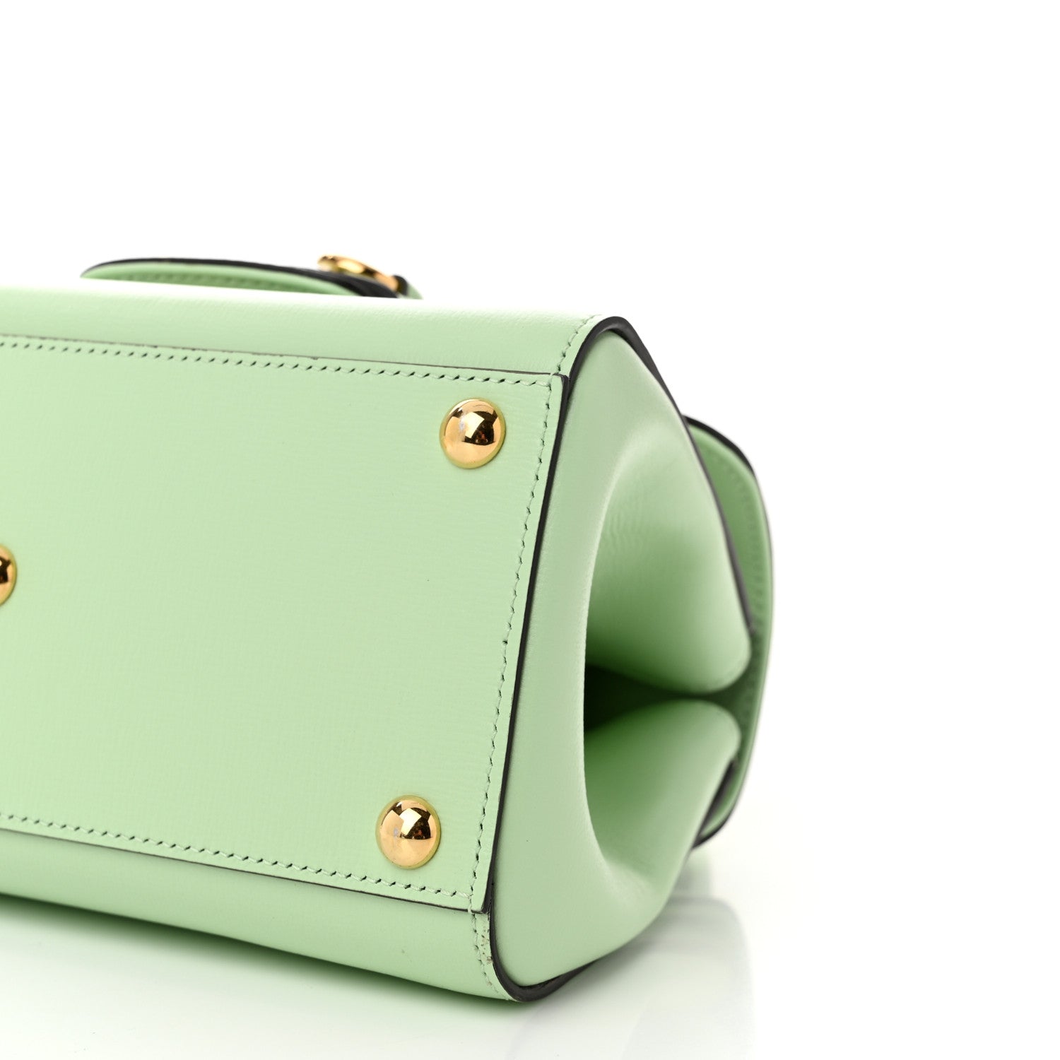 Gucci Glazed Textured Calfskin Mini Horsebit 1955 Top Handle Flap Bag Green 10 of 10