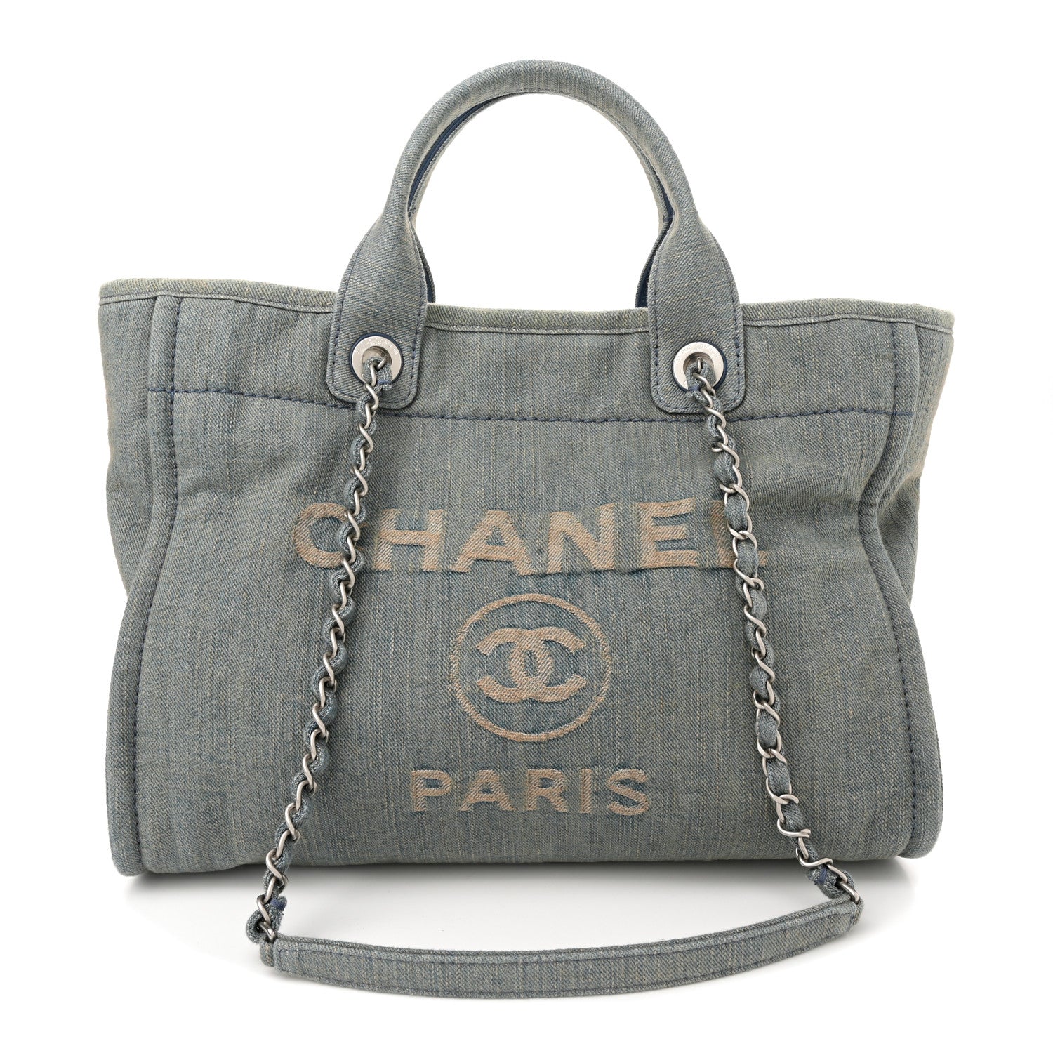 Chanel Denim Small Deauville Tote Light Blue 1 of 10