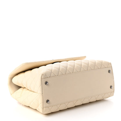 Chanel Caviar Lizard Quilted Medium Coco Handle Flap White 4 of 10