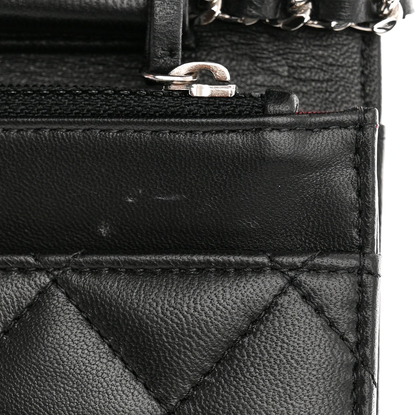 Lambskin Quilted Wallet On Chain WOC Black