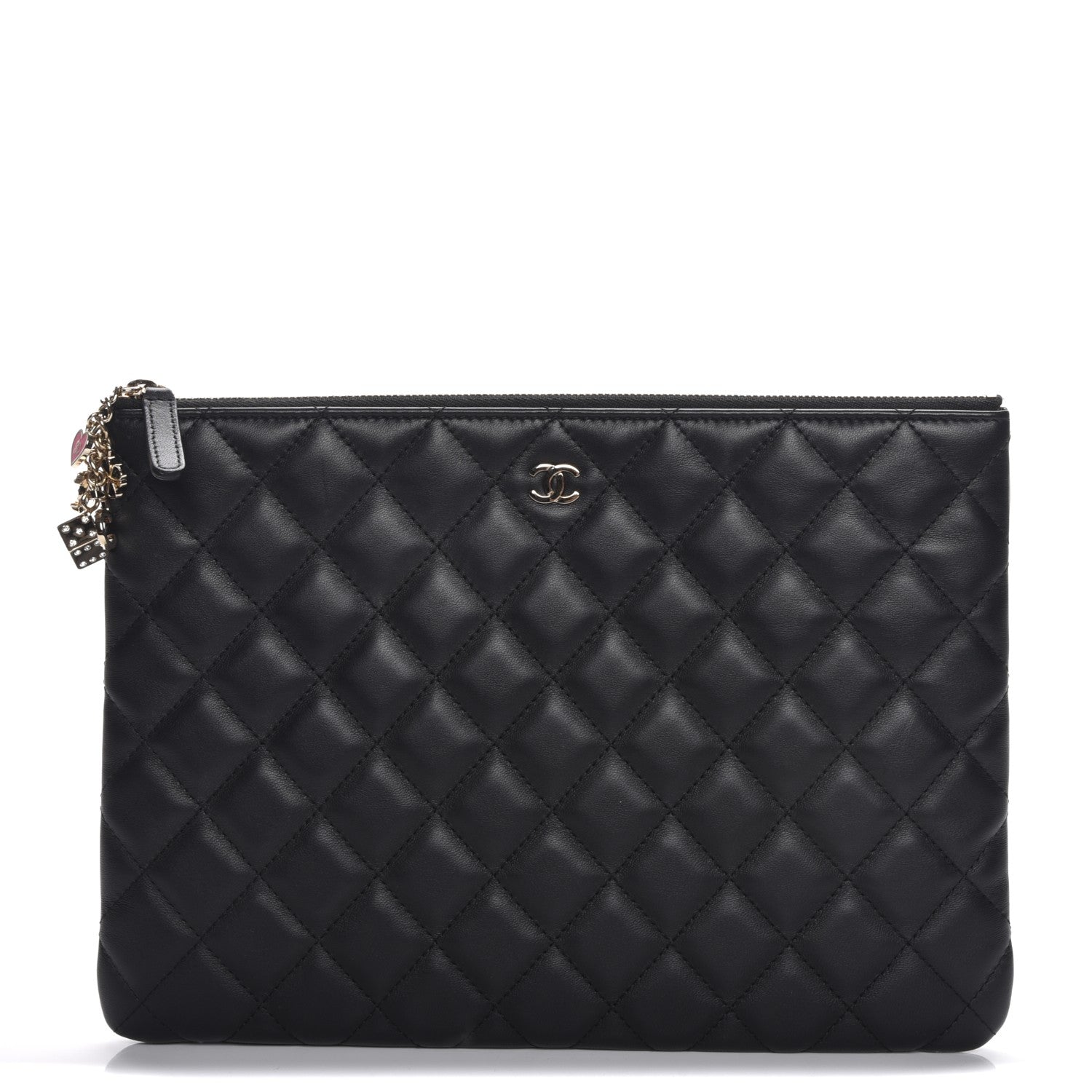 Chanel Lambskin Quilted Medium Casino Beauty CC Cosmetic Case Black 1 of 8
