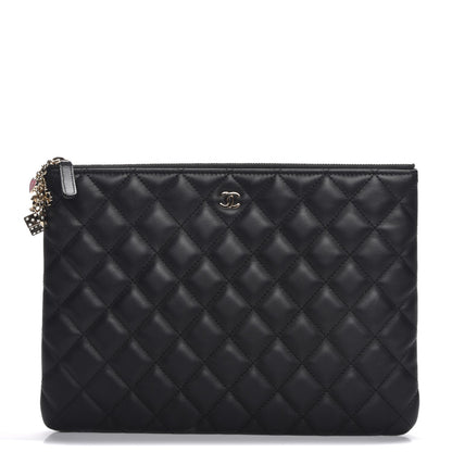 Chanel Lambskin Quilted Medium Casino Beauty CC Cosmetic Case Black 1 of 8