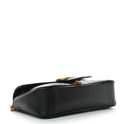 Gucci Calfskin Matelasse Small GG Marmont Shoulder Bag Black 4 of 10