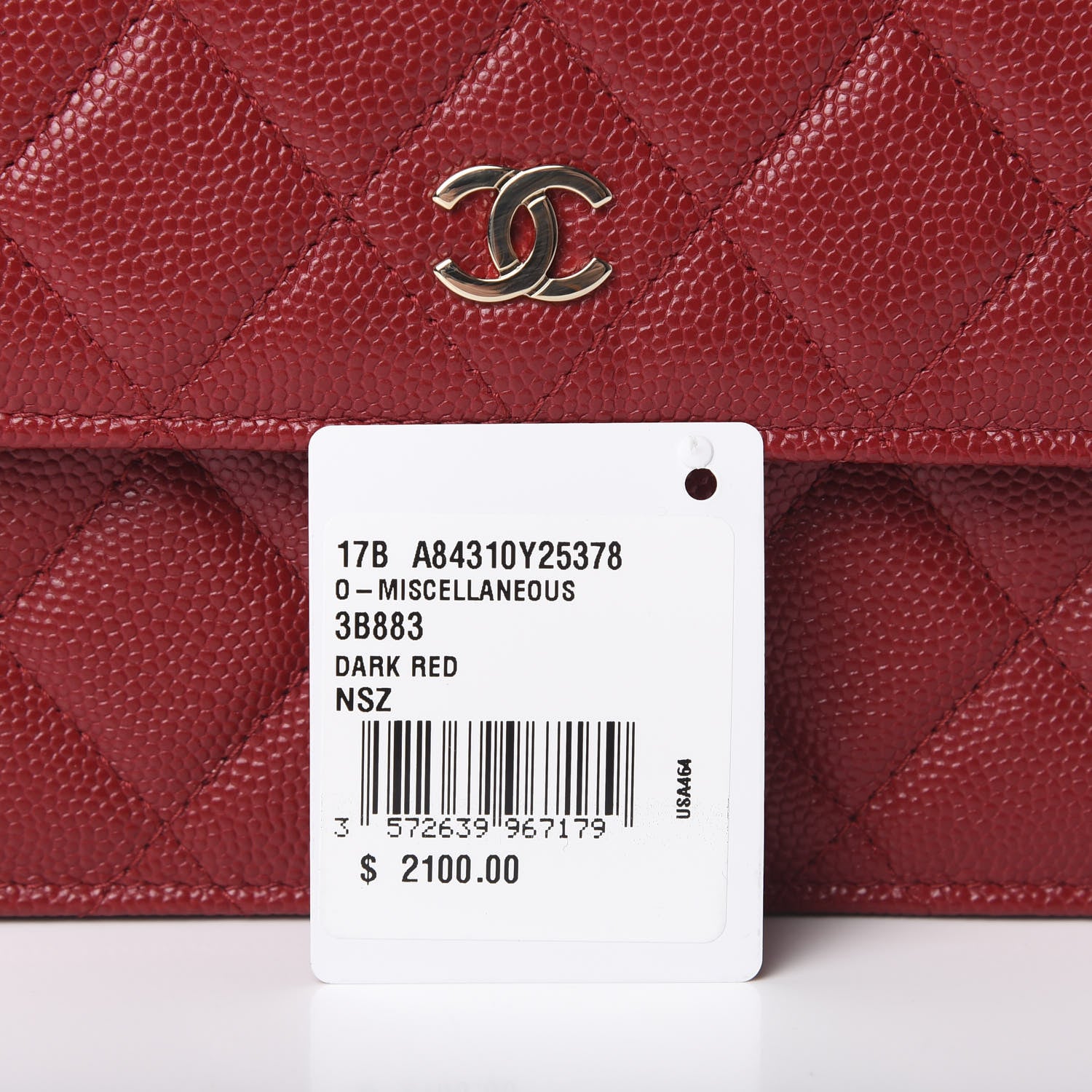 Chanel Caviar Quilted Square Wallet On Chain WOC Dark Red 11 of 11