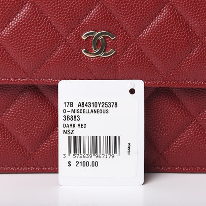 Chanel Caviar Quilted Square Wallet On Chain WOC Dark Red 11 of 11