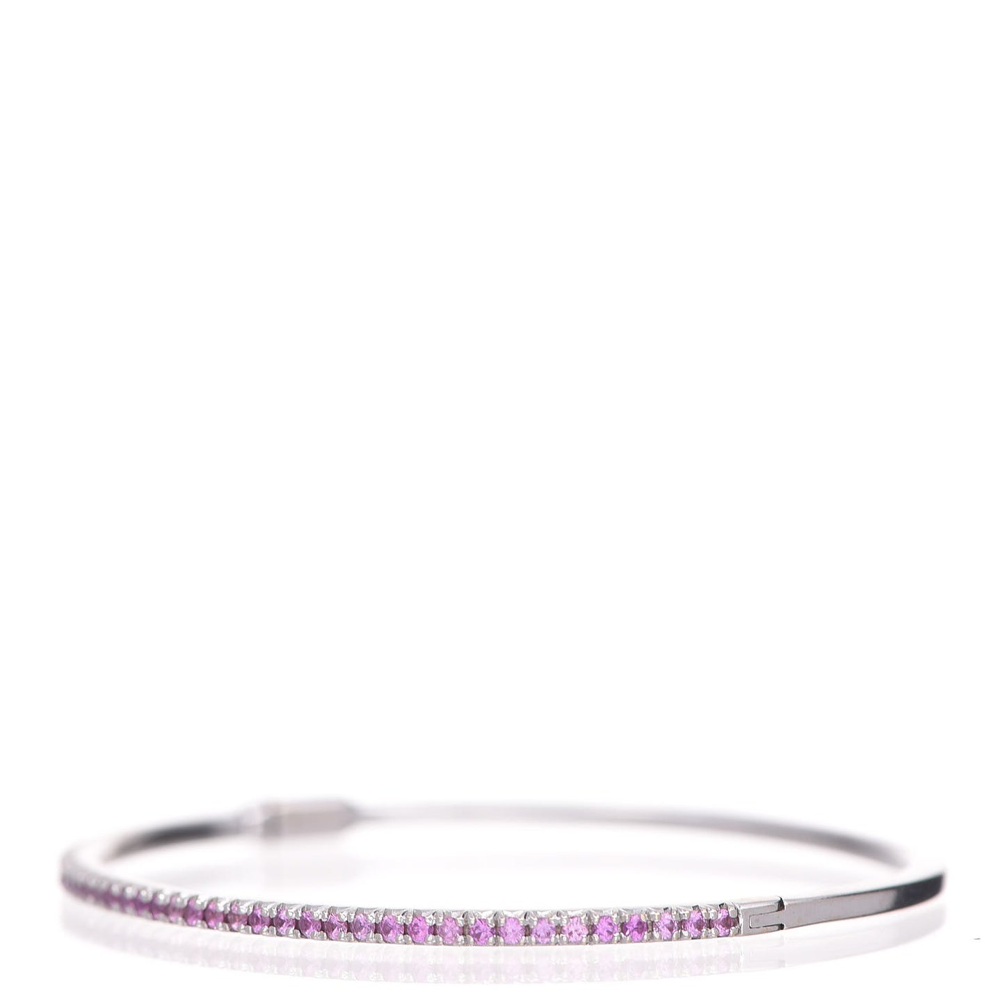 18K White Gold Pink Sapphire Metro Hinged Bangle M