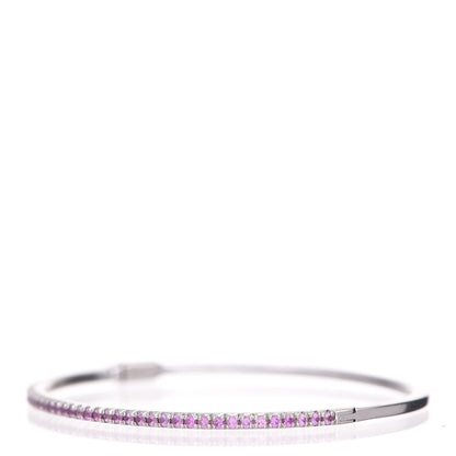 Tiffany 18K White Gold Pink Sapphire Metro Hinged Bangle M 3 of 5