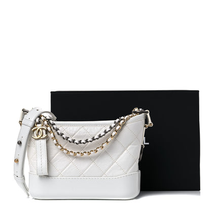 Chanel Aged Calfskin Quilted Small Gabrielle Hobo White 11 of 11